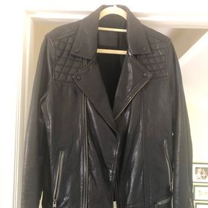 Allsaints Conroy Leather Biker Jacket Black Size M